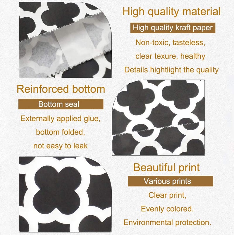 KEYYOOMY 100 Pcs Black Candy Buffet Bags - Small Polka Dot Paper Treat Bags for Wedding & Birthday Party (5 x 7 inch) - Image 3